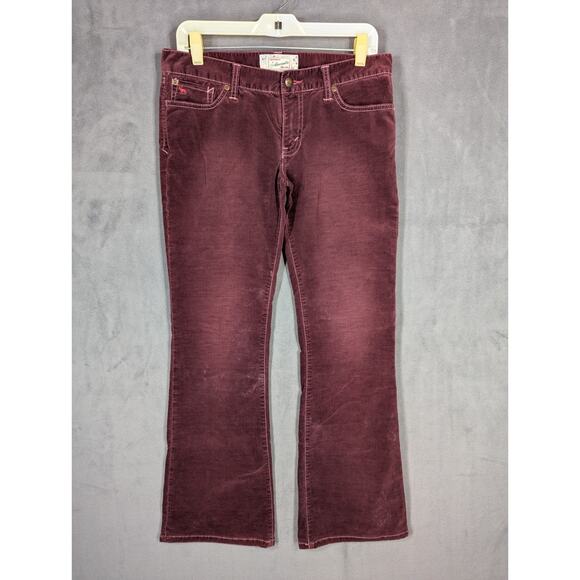 Vintage Abercrombie & Fitch Wine Red Corduroy Flare Pants Womens 4 90s y2k - Picture 1 of 11